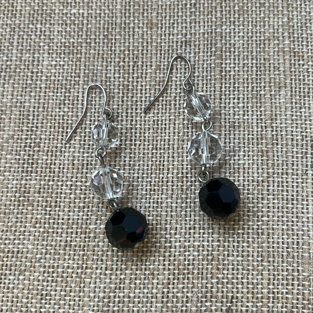 Elegant Black and Silver Dangle Earrings